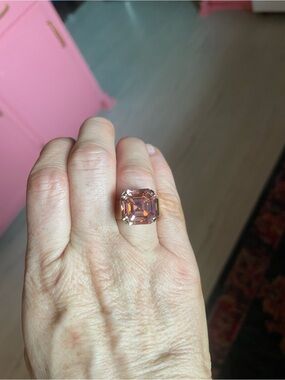 Tova Light Lemon Rose Cocktail Ring with gold plated setting